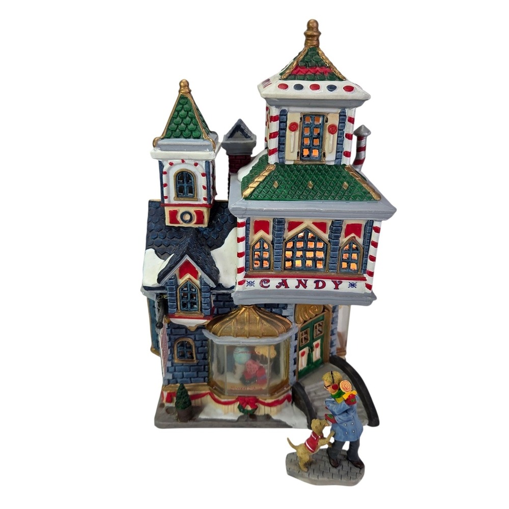 Lemax Sandys Sweet Shop Xmas Village Lighted Dog Figure Club Members Only Boxed